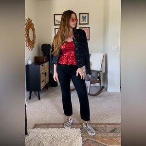 Black Straight Leg Cut Offs